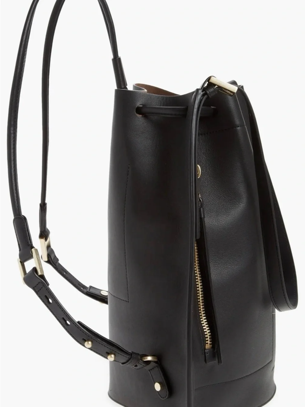 AllSaints Alpha Leather Backpack - Black Leather Should-to-Backpack Bucket Bag